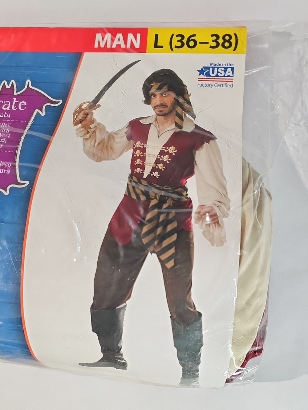 Pirate Costume for Men - Burgundy and Black